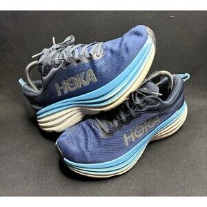Hoka One One Bondi 8 Shoes Mens Size 9 D Blue Max Cushion Running Sneakers
